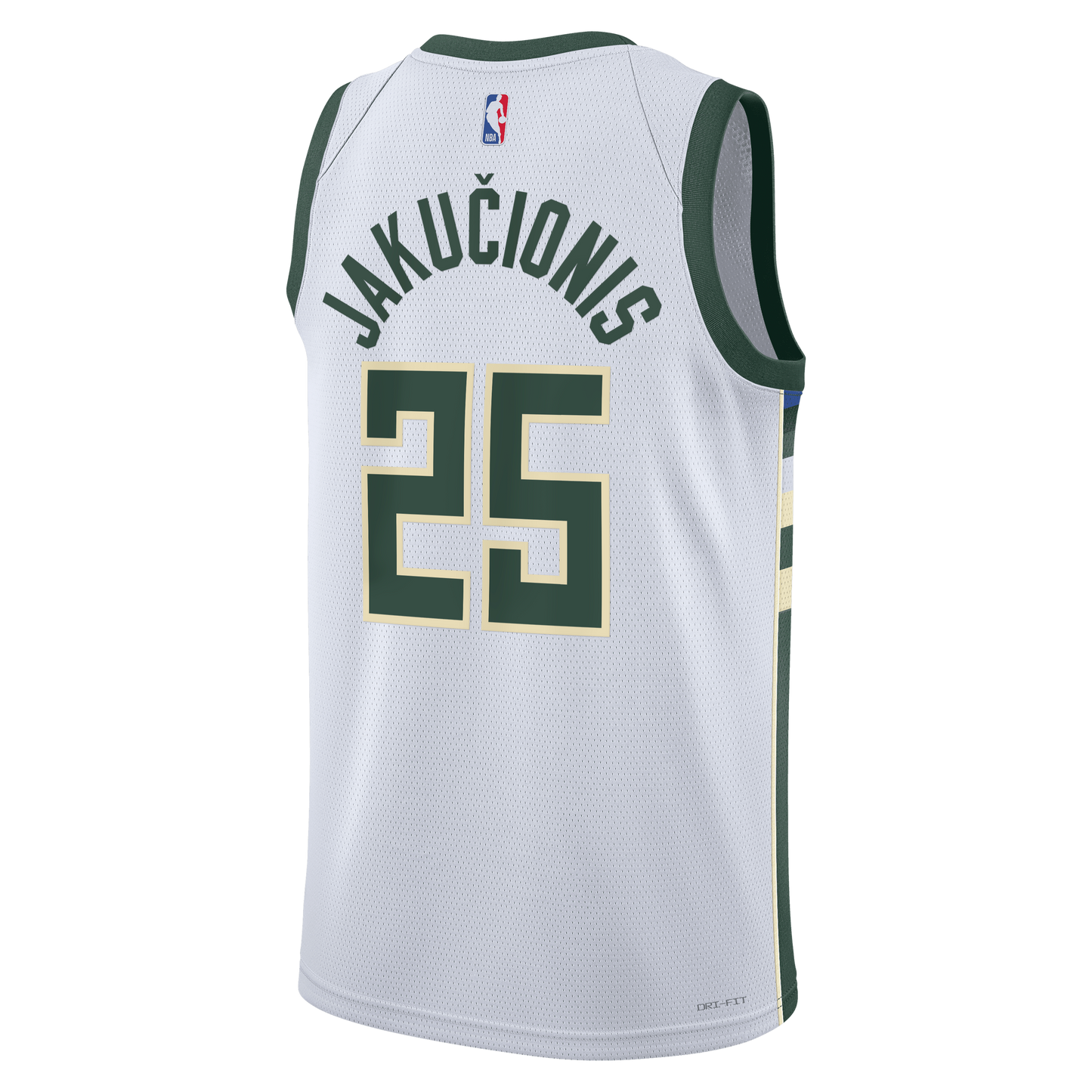 Milwaukee Bucks Nike Association Edition Swingman Jersey - White - Kasparas Jakučionis - Unisex