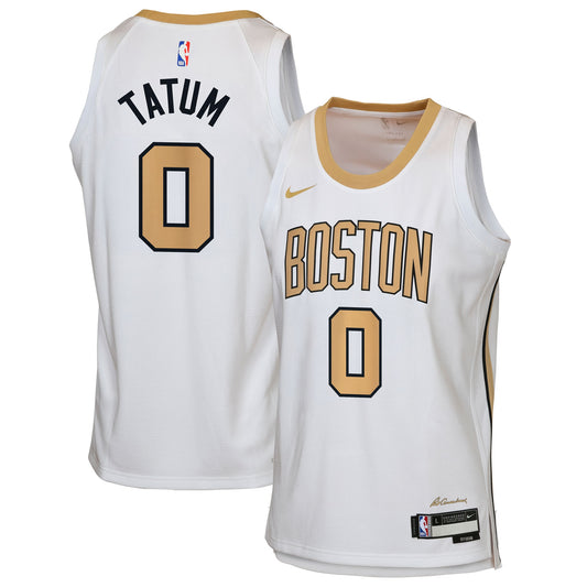 Boston Celtics Nike 2025/26 City Edition Swingman Jersey - White - Jayson Tatum - Youth