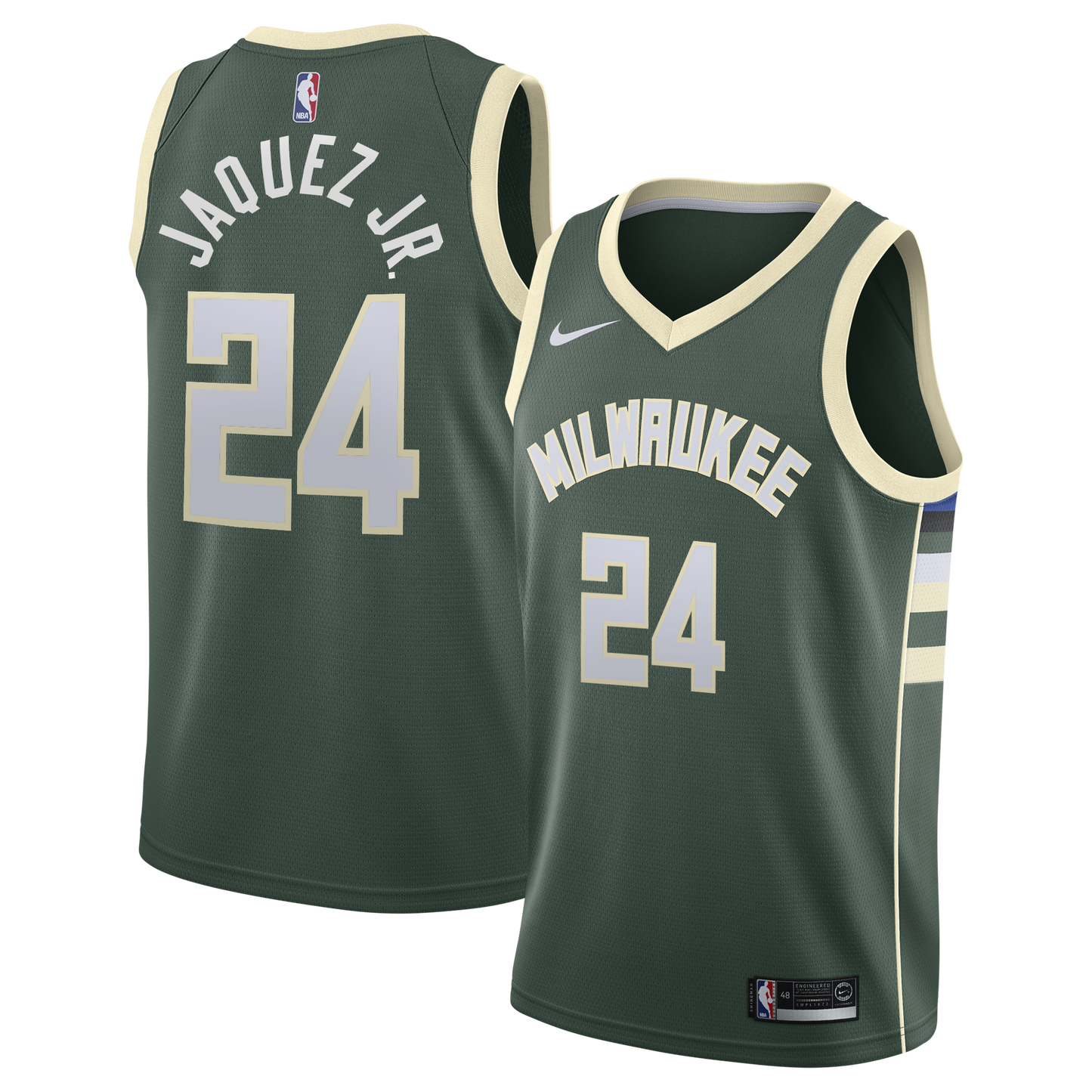 Milwaukee Bucks Nike Icon Edition Swingman Jersey - Hunter Green - Jaime Jaquez Jr. - Youth