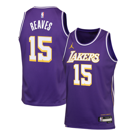 Los Angeles Lakers Jordan Brand Statement Edition Jersey - Purple - Austin Reaves - Youth
