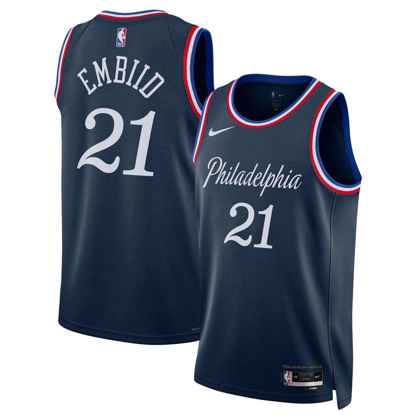 Philadelphia 76ers Nike 2025/26 City Edition Swingman Jersey - Navy - Joel Embiid - Unisex