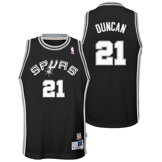 San Antonio Spurs Tim Duncan 1998-99 Hardwood Classics Road Swingman Jersey - Black - Youth