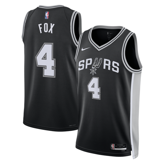 San Antonio Spurs Nike Icon Edition Swingman Jersey - Black - De'Aaron Fox - Unisex