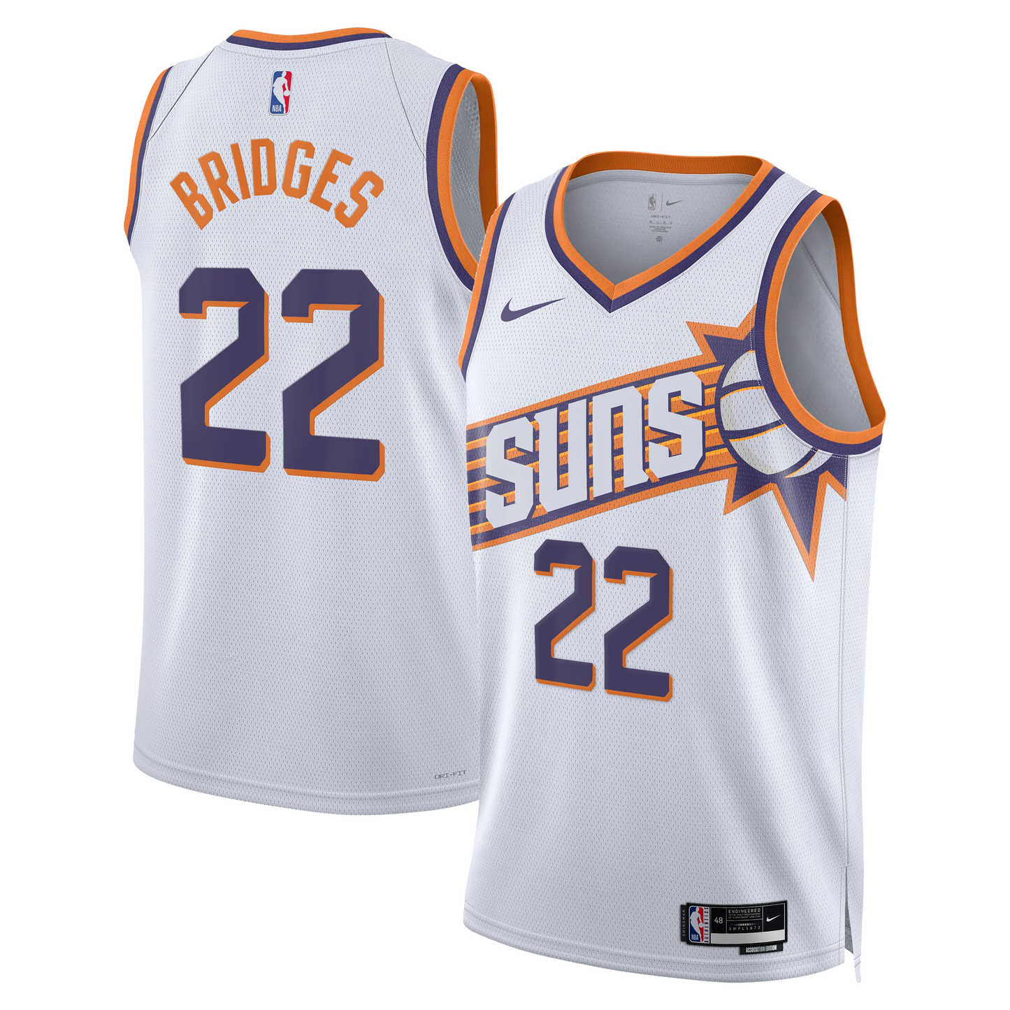 Phoenix Suns Nike Association Edition Swingman Jersey - White - Miles Bridges - Unisex