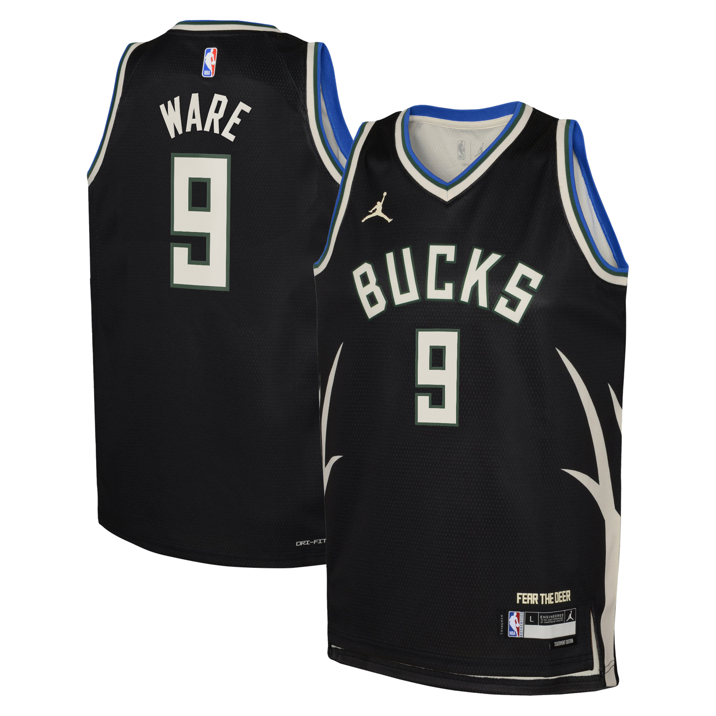 Milwaukee Bucks Jordan Brand Statement Edition Swingman Jersey - Hunter Green - Kel'el Ware - Youth