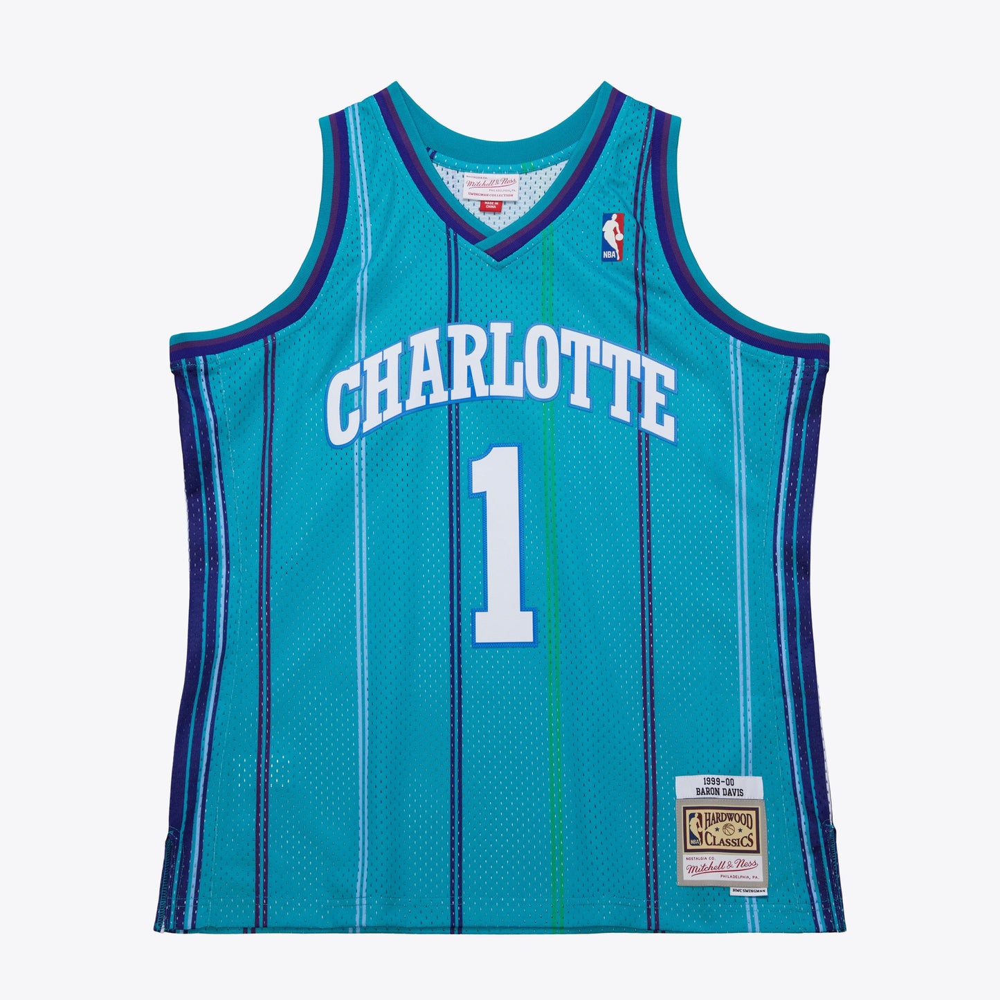 Charlotte Hornets Mitchell & Ness Baron Davis 1999 Swingman Road Authentic Jersey - Teal