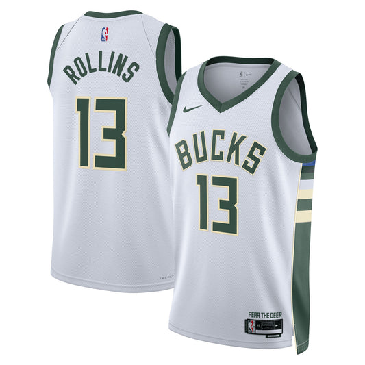 Milwaukee Bucks Nike Association Edition Swingman Jersey - White - Ryan Rollins - Unisex