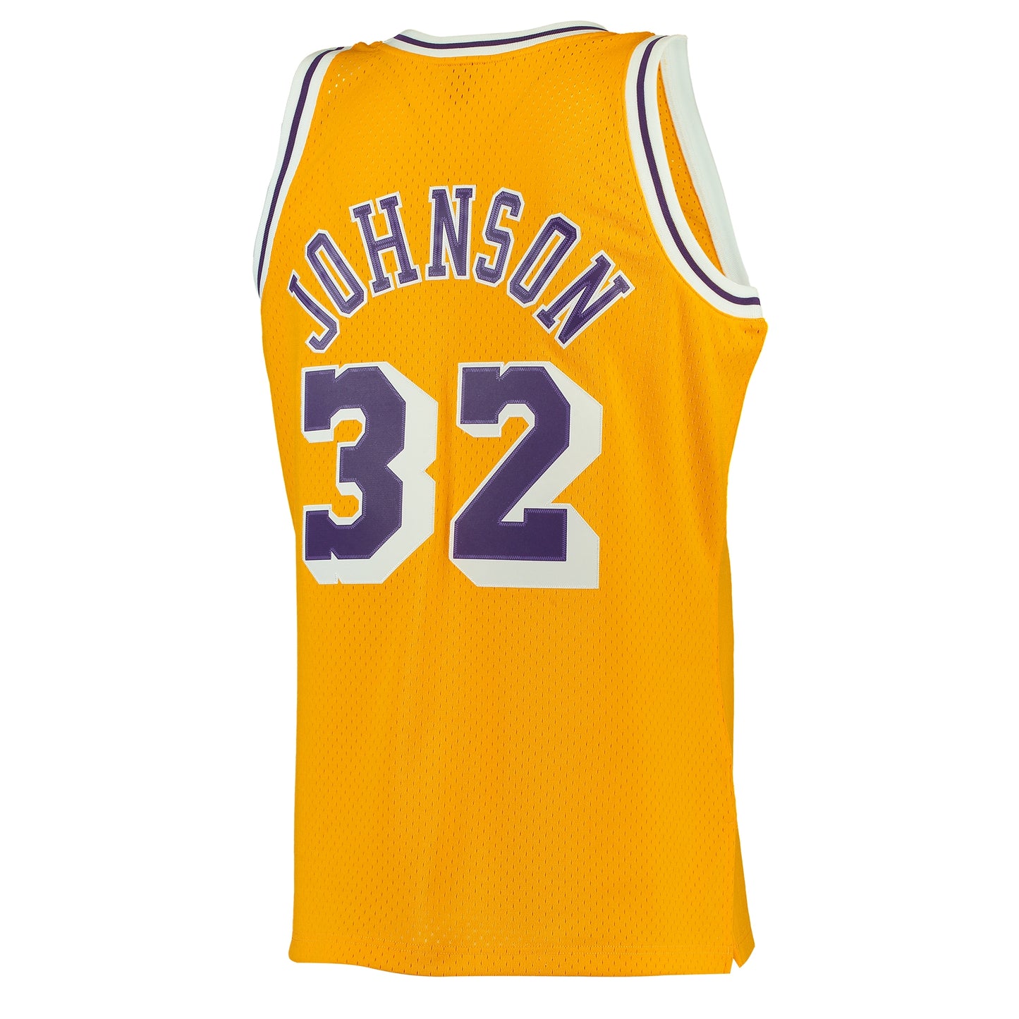 Men's Mitchell & Ness Magic Johnson Gold Los Angeles Lakers 1984-85 Hardwood Classics Swingman Jersey