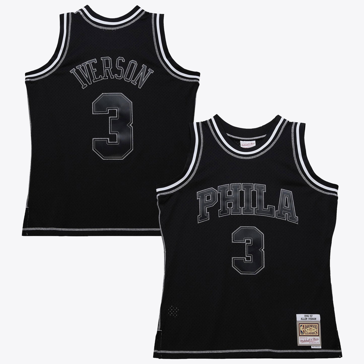 Philadelphia 76ers Mitchell & Ness Allen Iverson 1996 Contrast 2K Swingman Jersey - Black
