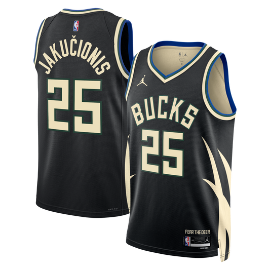Milwaukee Bucks Jordan Brand Statement Edition Swingman Jersey - Hunter Green - Kasparas Jakučionis - Unisex