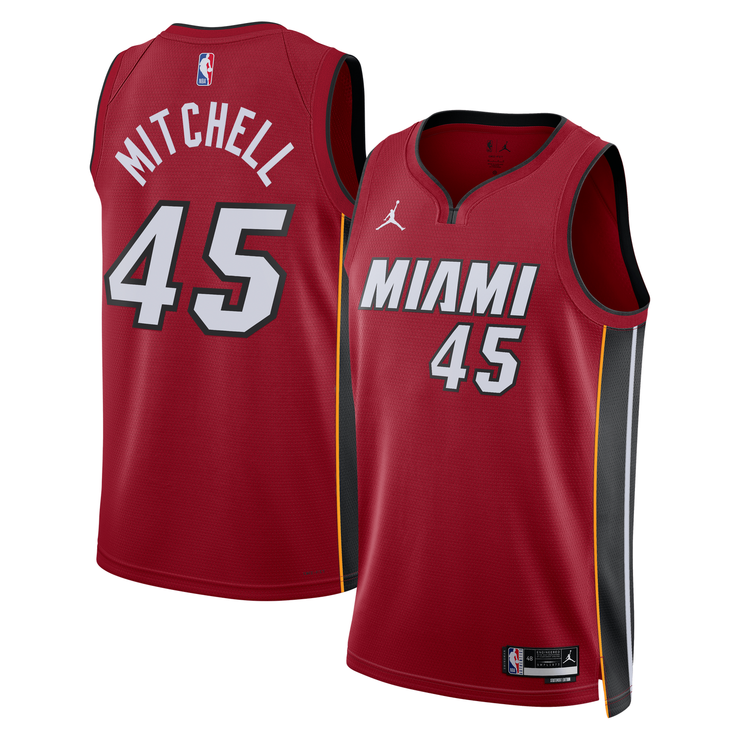 Miami Heat Jordan Brand Statement Edition Swingman Jersey - Red - Davion Mitchell - Unisex