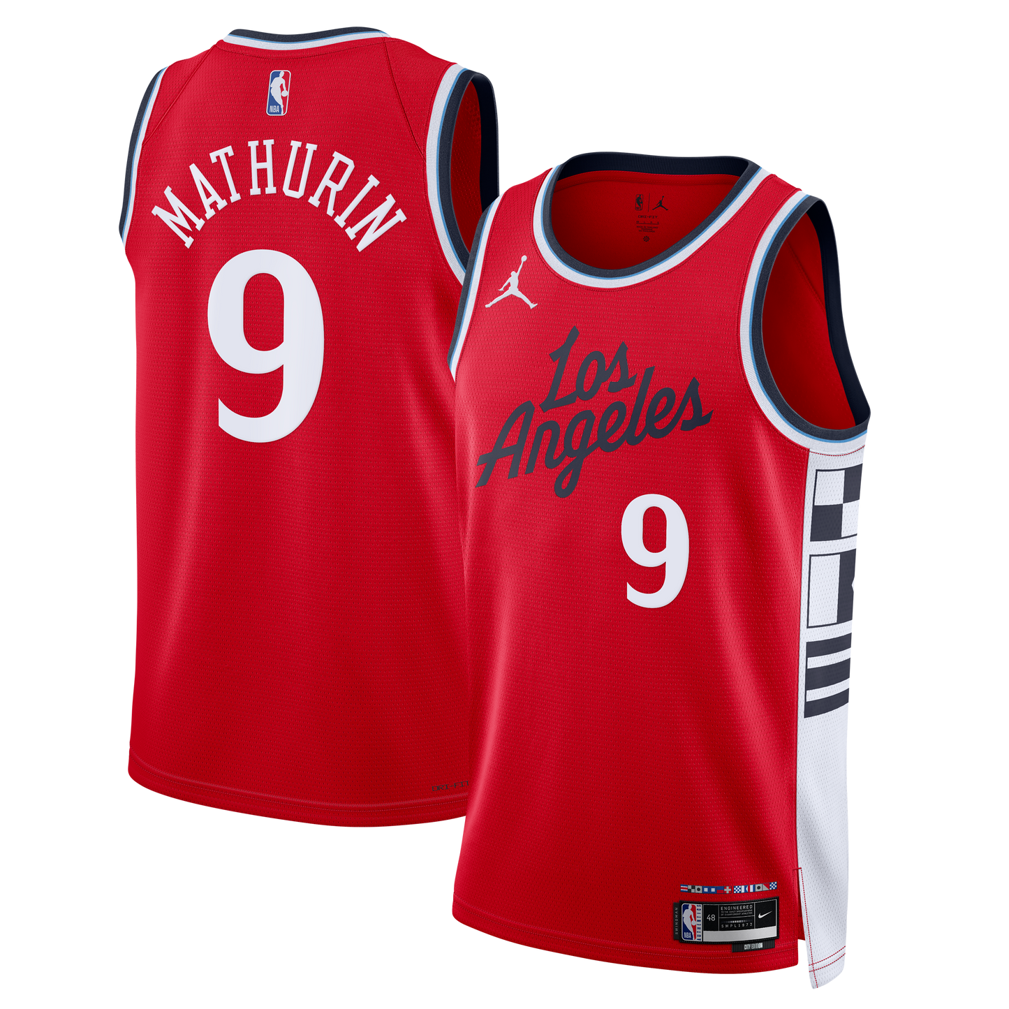 LA Clippers Jordan Brand Statement Edition Swingman Jersey - Red - Bennedict Mathurin - Mens