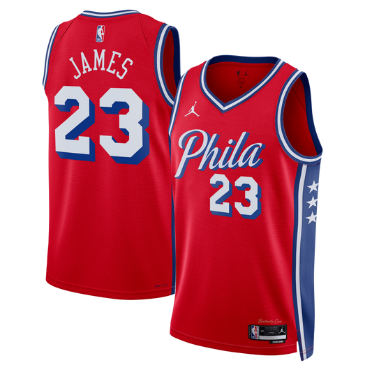 Philadelphia 76ers Jordan Brand Statement Edition Swingman Jersey - Red - Lebron James - Unisex