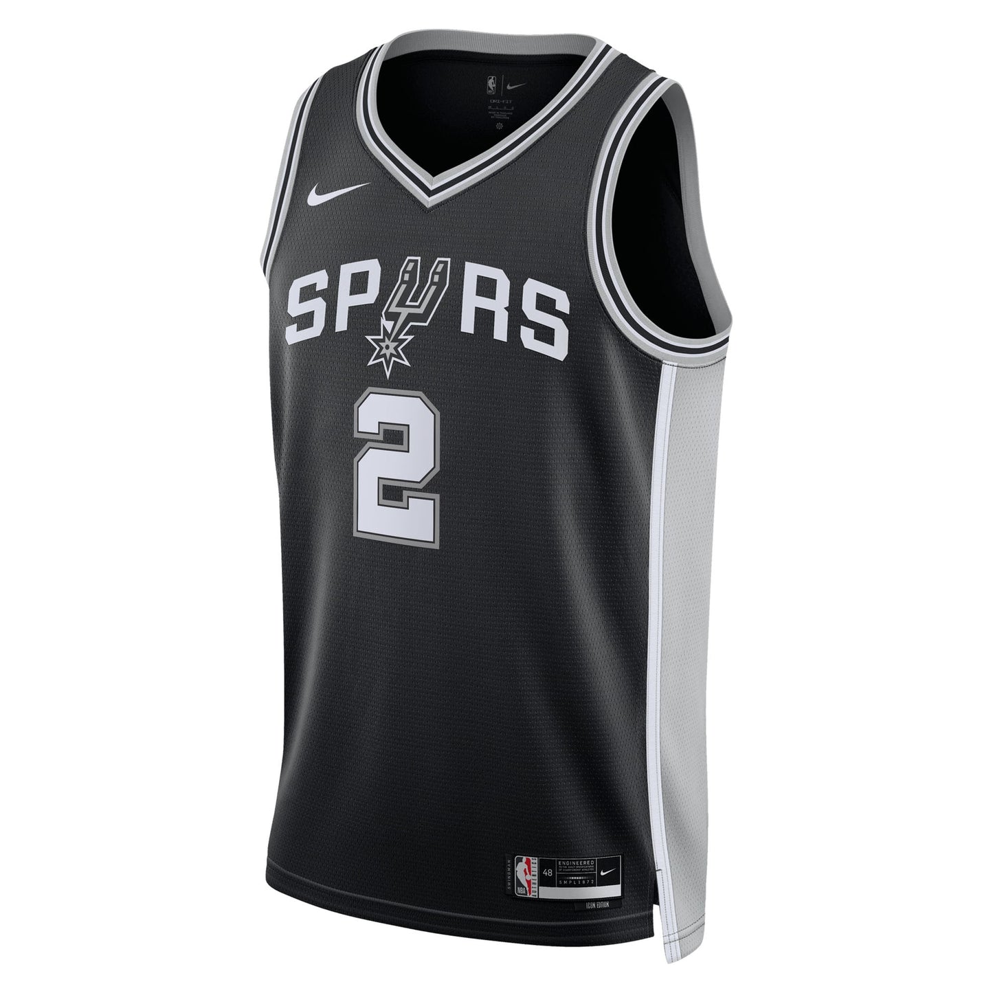 San Antonio Spurs Nike Icon Edition Swingman Jersey NBA 2025 First Round Draft Pick - Black - Dylan Harper - Youth