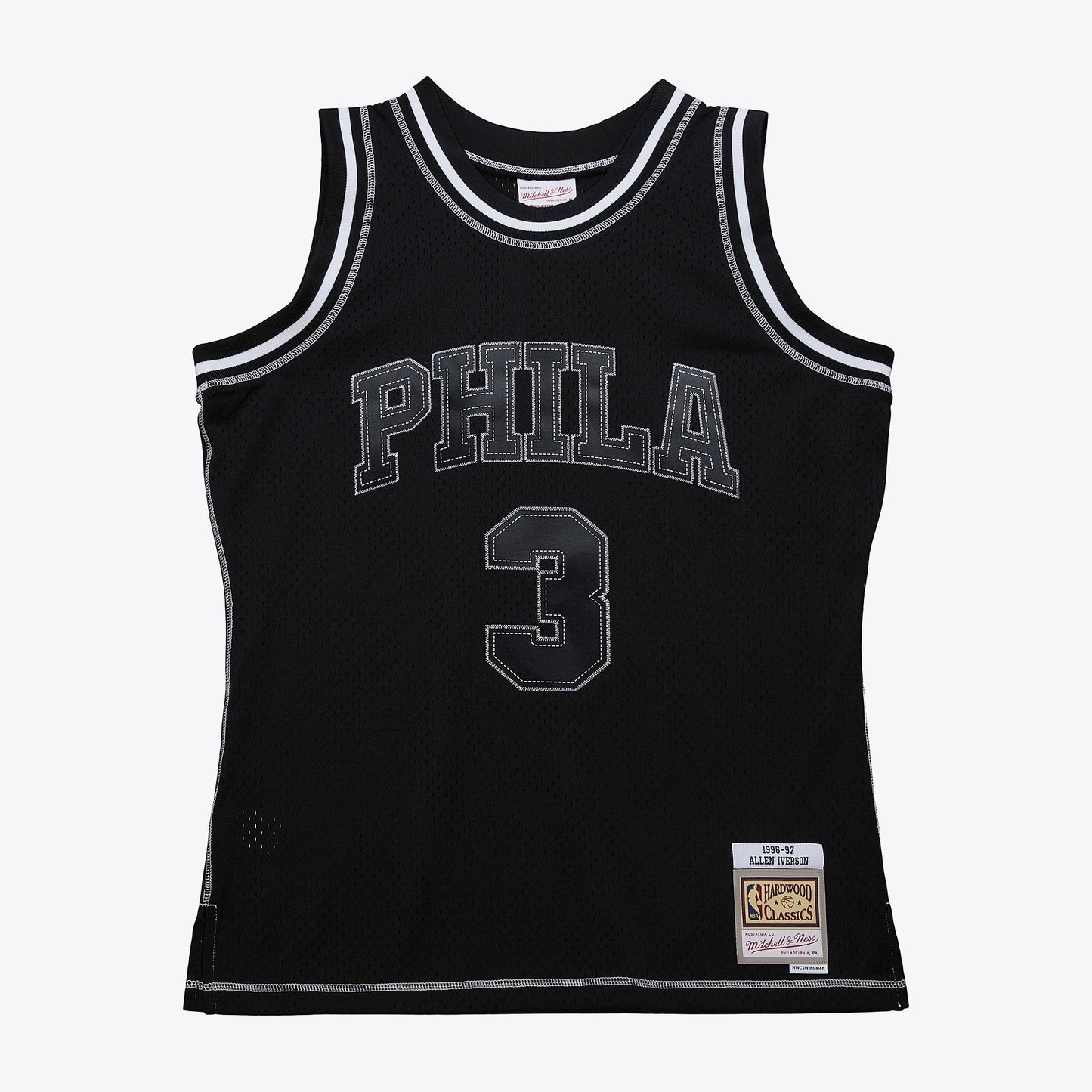 Philadelphia 76ers Mitchell & Ness Allen Iverson 1996 Contrast 2K Swingman Jersey - Black
