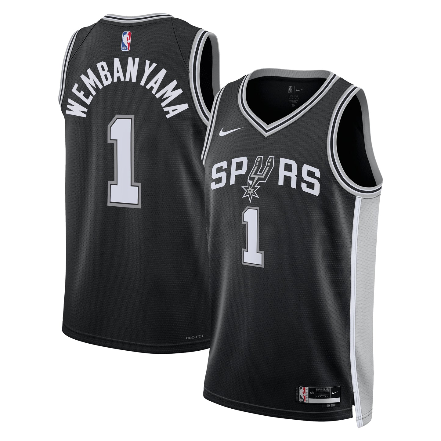 San Antonio Spurs Nike Icon Edition Swingman Jersey - Black - Victor Wembanyama - Unisex