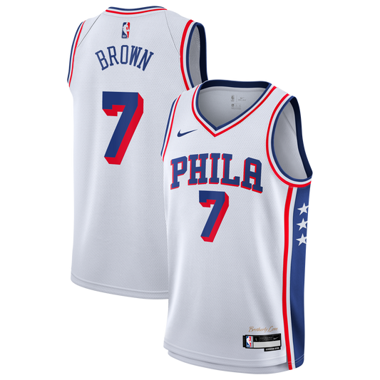 Philadelphia 76ers Nike Association Edition Swingman Jersey - White - Jaylen Brown - Youth