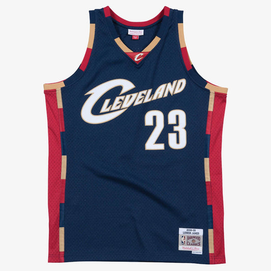 Men's Mitchell & Ness LeBron James Navy Cleveland Cavaliers 2008-09 Hardwood Classics Swingman Jersey