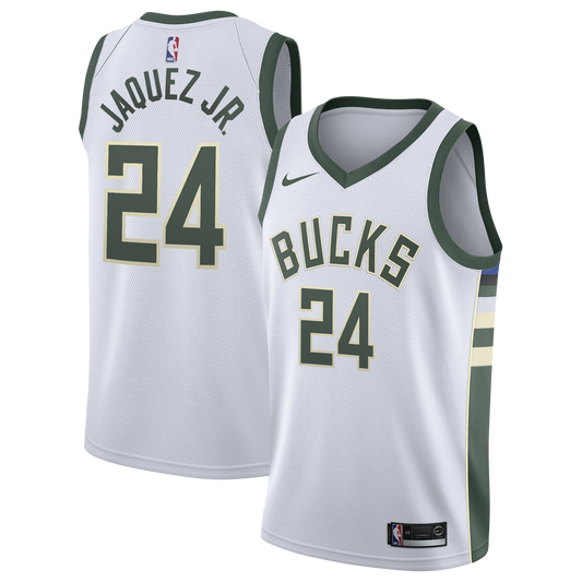 Milwaukee Bucks Nike Association Edition Swingman Jersey - White - Jaime Jaquez Jr. - Youth