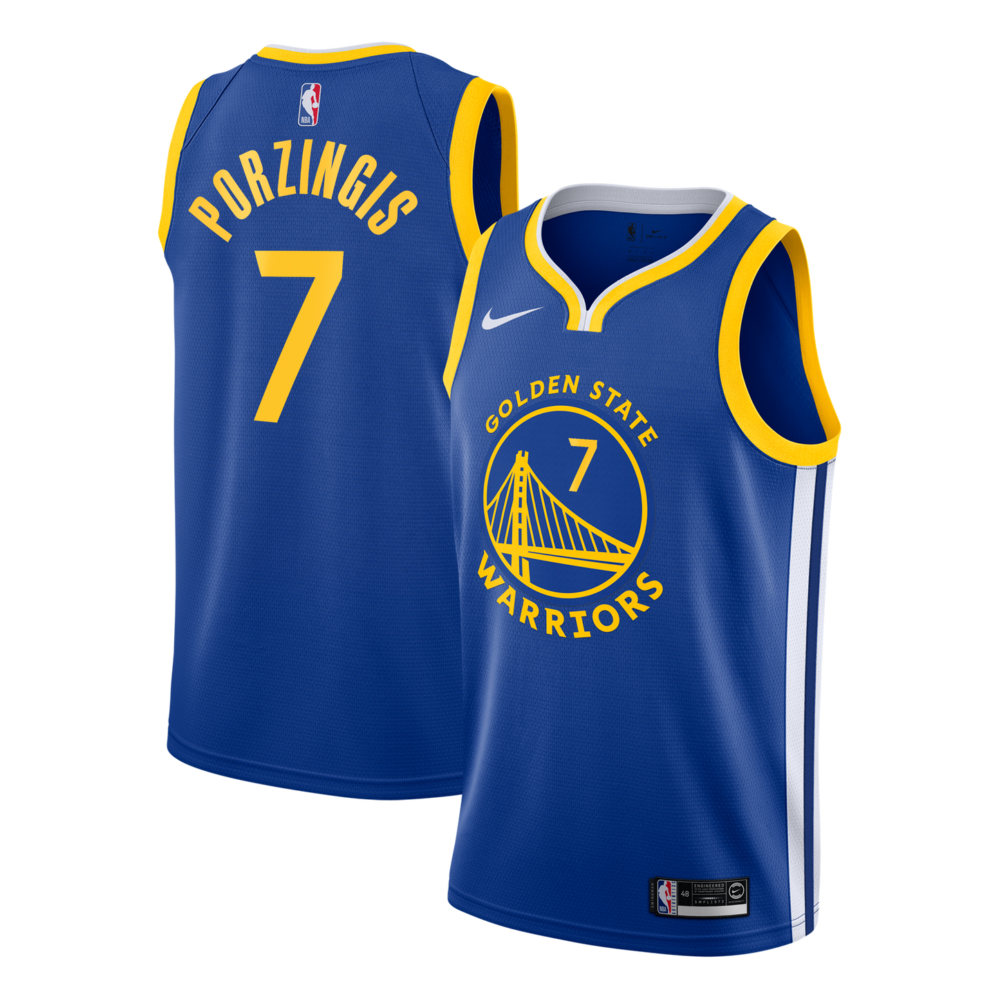 Golden State Warriors Nike Icon Edition Swingman Jersey - Royal - Kristaps Porziņģis - Youth
