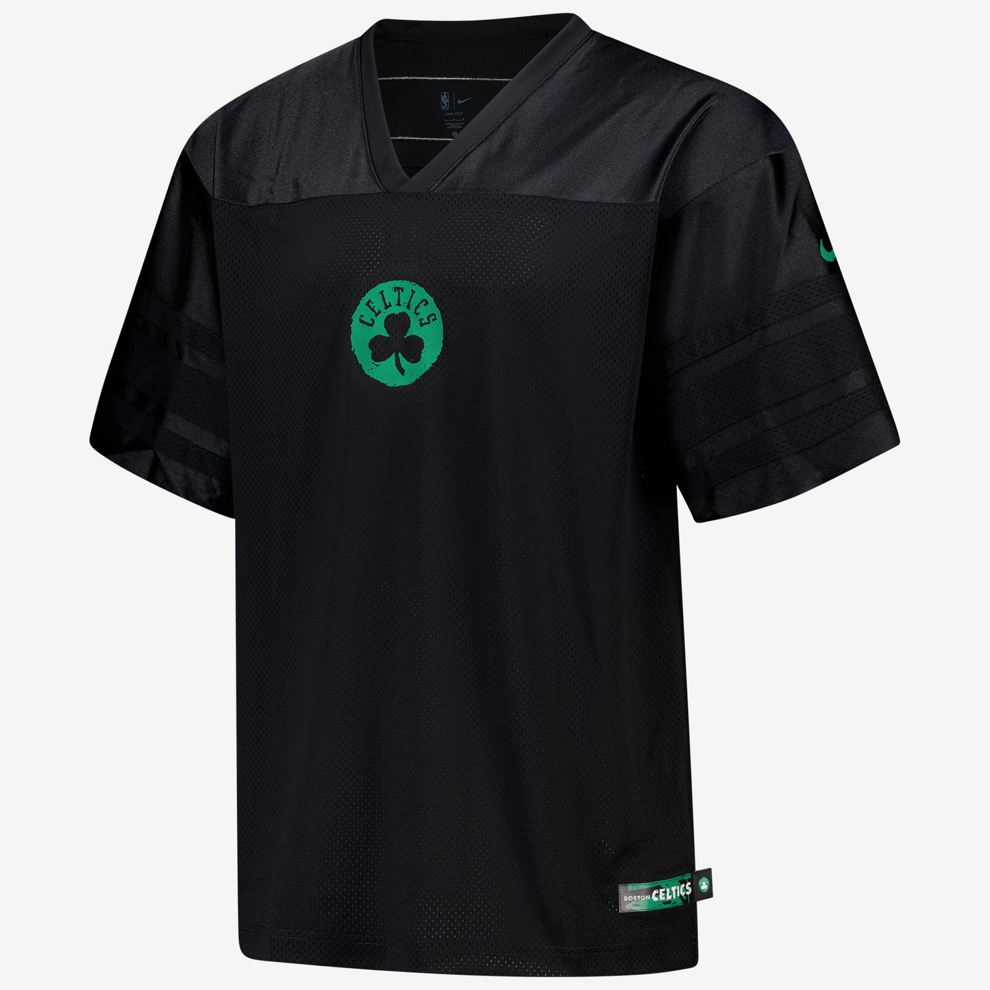Boston Celtics Nike Courtside Football Jersey - Black - Mens