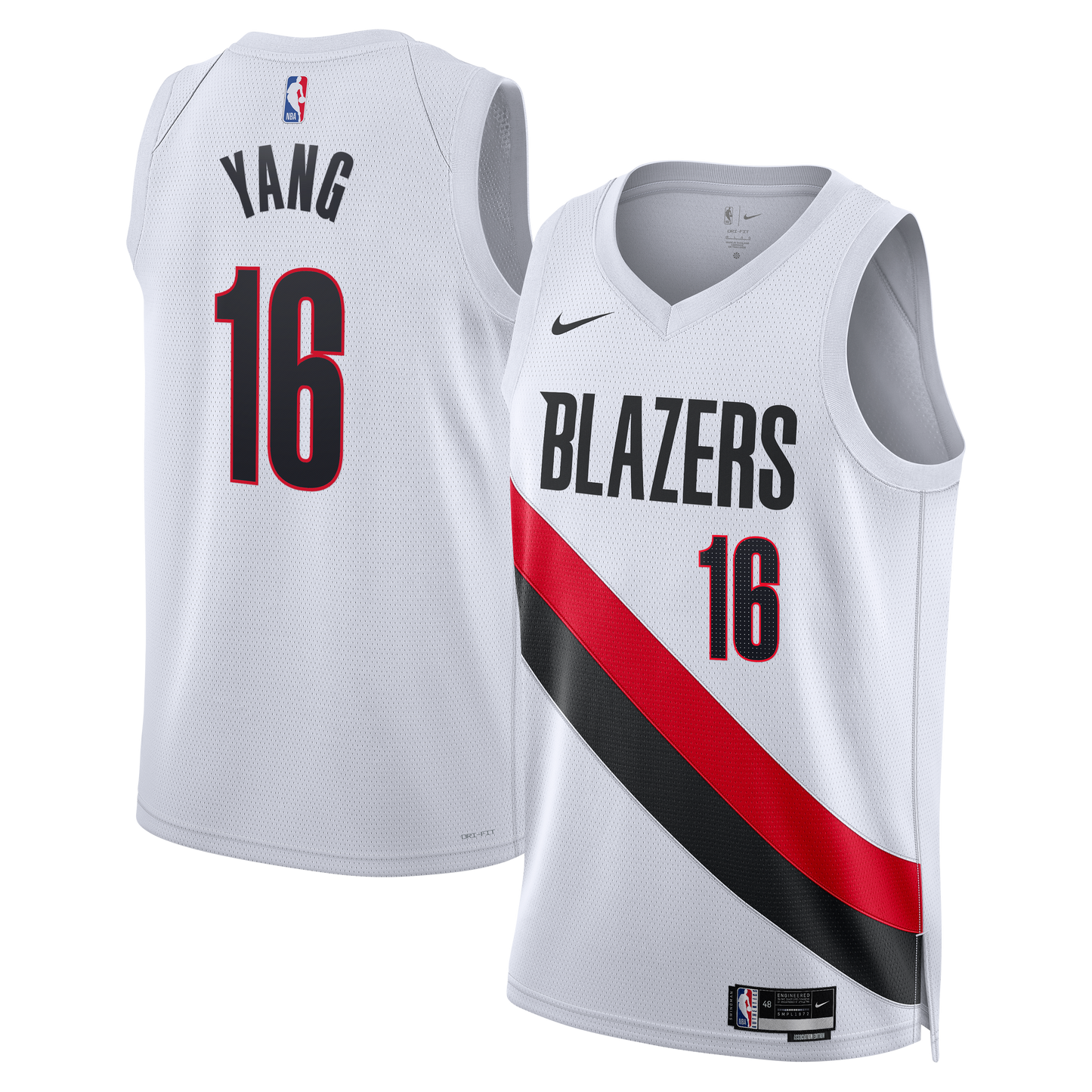 Portland Trail Blazers Nike Replica Association Edition Swingman Jersey - White - Yang Hansen - Unisex