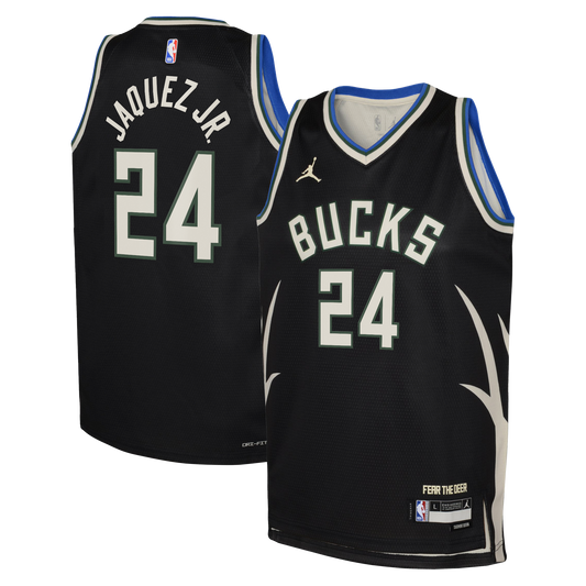 Milwaukee Bucks Jordan Brand Statement Edition Swingman Jersey - Hunter Green - Jaime Jaquez Jr. - Youth