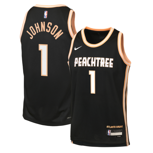 Nike Atlanta Hawks 2025/26 Nike City Edition Swingman Jersey - Black - Jalen Johnson - Youth