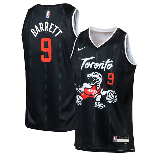 Toronto Raptors Nike 2025/26 City Edition Swingman Jersey - Black - RJ Barrett - Youth