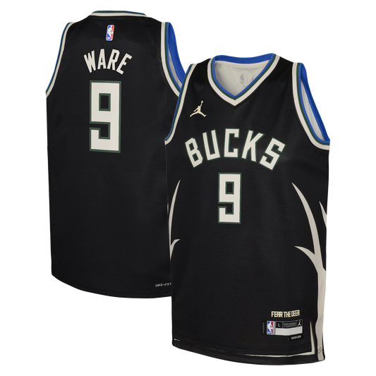 Milwaukee Bucks Jordan Brand Statement Edition Swingman Jersey - Hunter Green - Kel'el Ware - Youth
