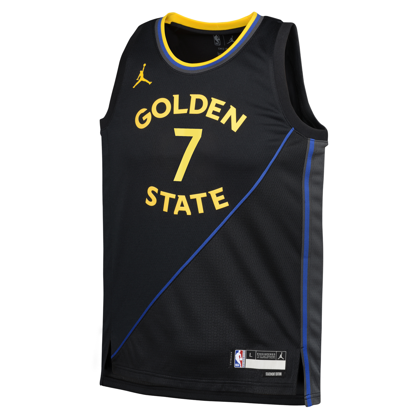 Golden State Warriors Jordan Brand Statement Edition Swingman Jersey - Black - Kristaps Porziņģis - Youth