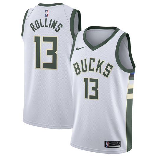 Milwaukee Bucks Nike Association Edition Swingman Jersey - White - Ryan Rollins - Youth