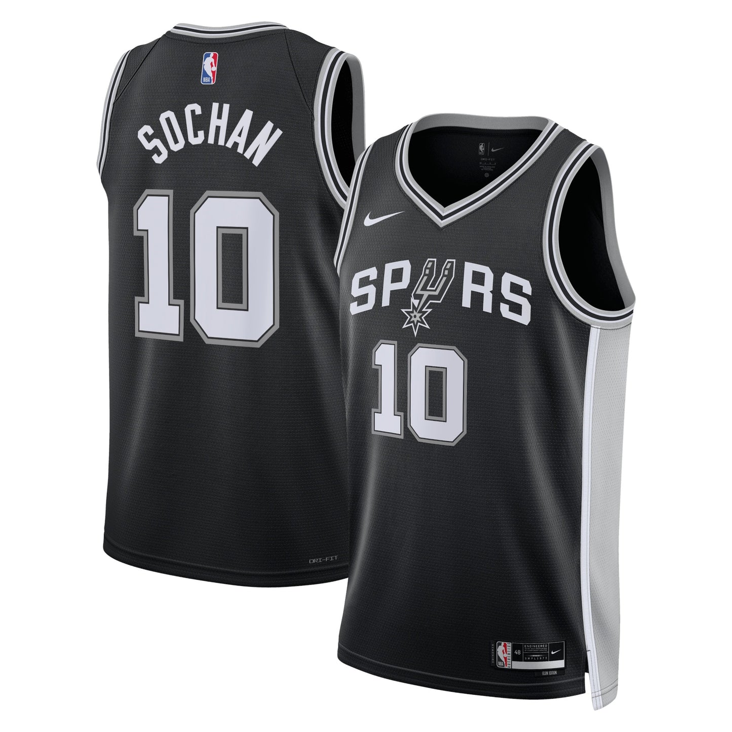 San Antonio Spurs Nike Icon Edition Swingman Jersey - Black - Jeremy Sochan - Unisex