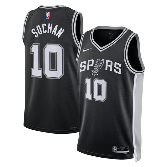 San Antonio Spurs Nike Icon Edition Swingman Jersey - Black - Jeremy Sochan - Unisex