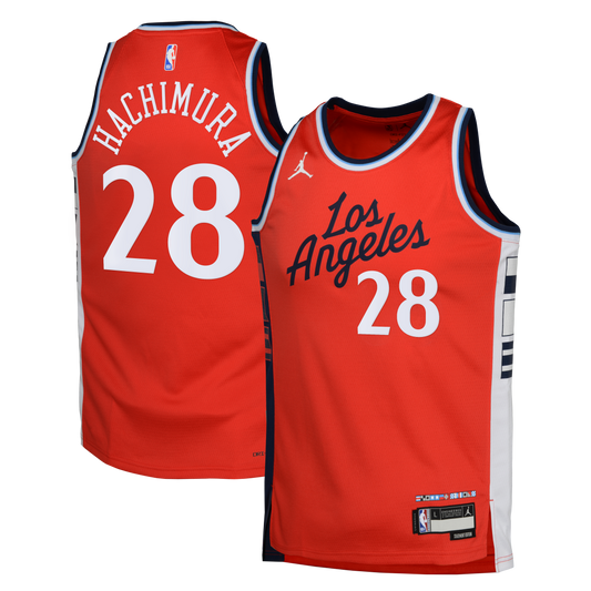 LA Clippers Jordan Brand Statement Edition Swingman Jersey - Red - Rui Hachimura - Youth