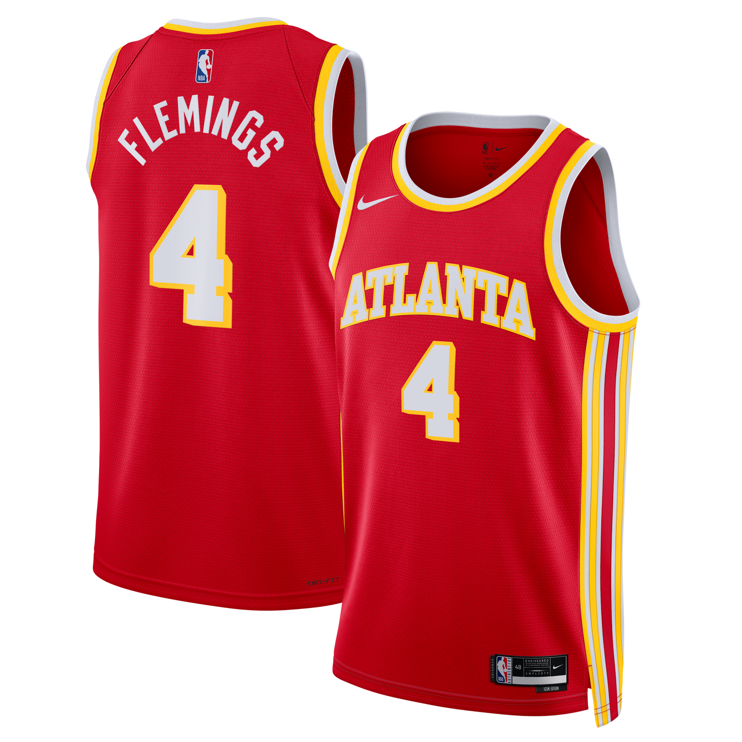 Atlanta Hawks Nike Icon Swingman Jersey - Red - Kingston Flemings - Unisex