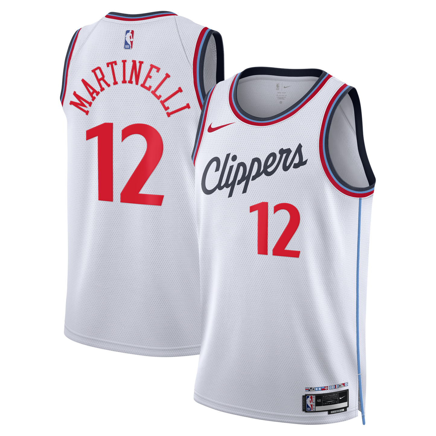 Los Angeles Clippers Nike Replica Association Edition Swingman Jersey - White - Nick Martinelli - Unisex