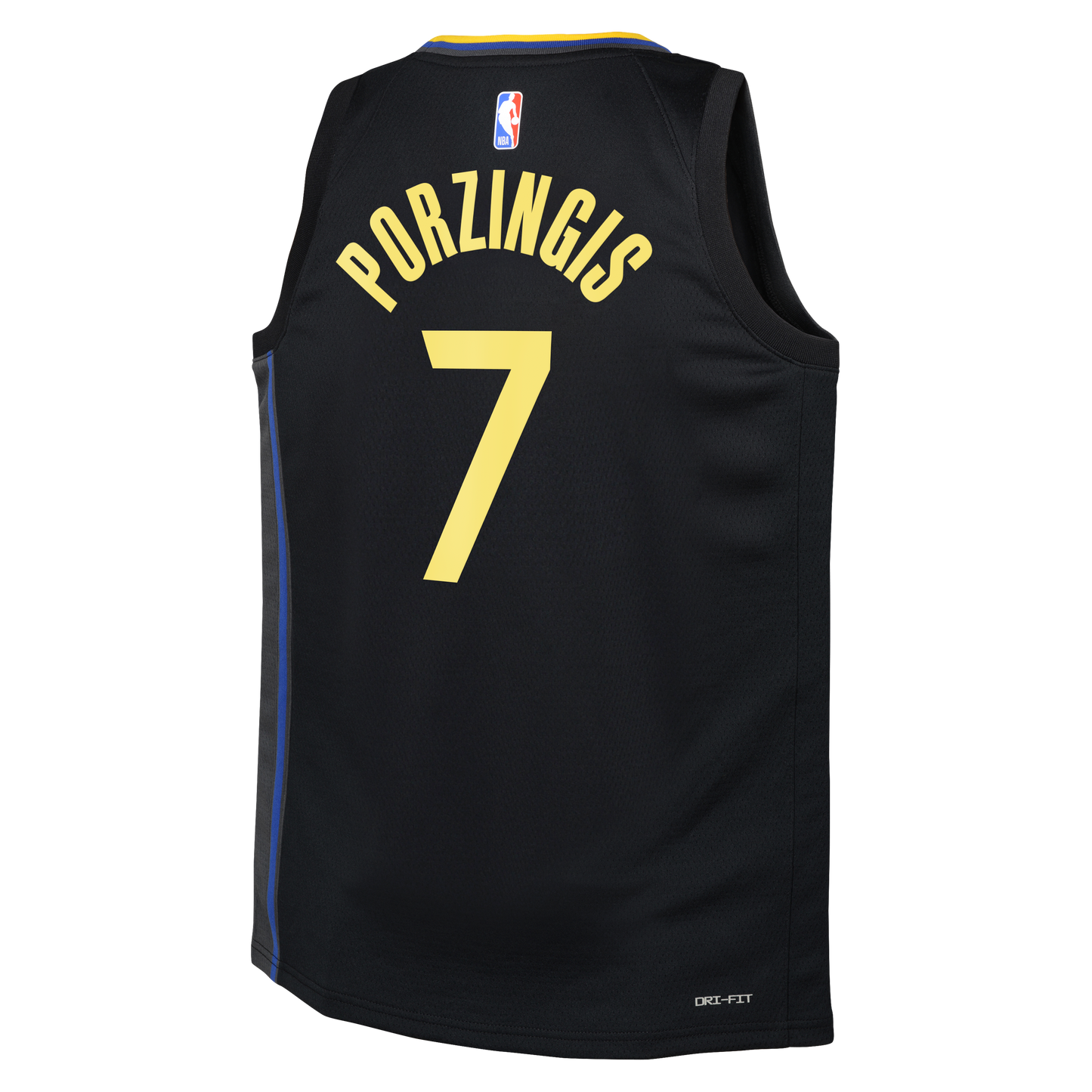 Golden State Warriors Jordan Brand Statement Edition Swingman Jersey - Black - Kristaps Porziņģis - Youth