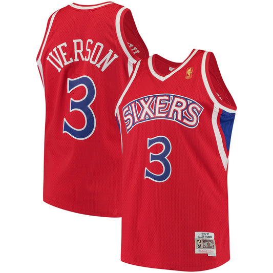 Men's Mitchell & Ness Allen Iverson Red Philadelphia 76ers 1996-97 Hardwood Classics Swingman Jersey