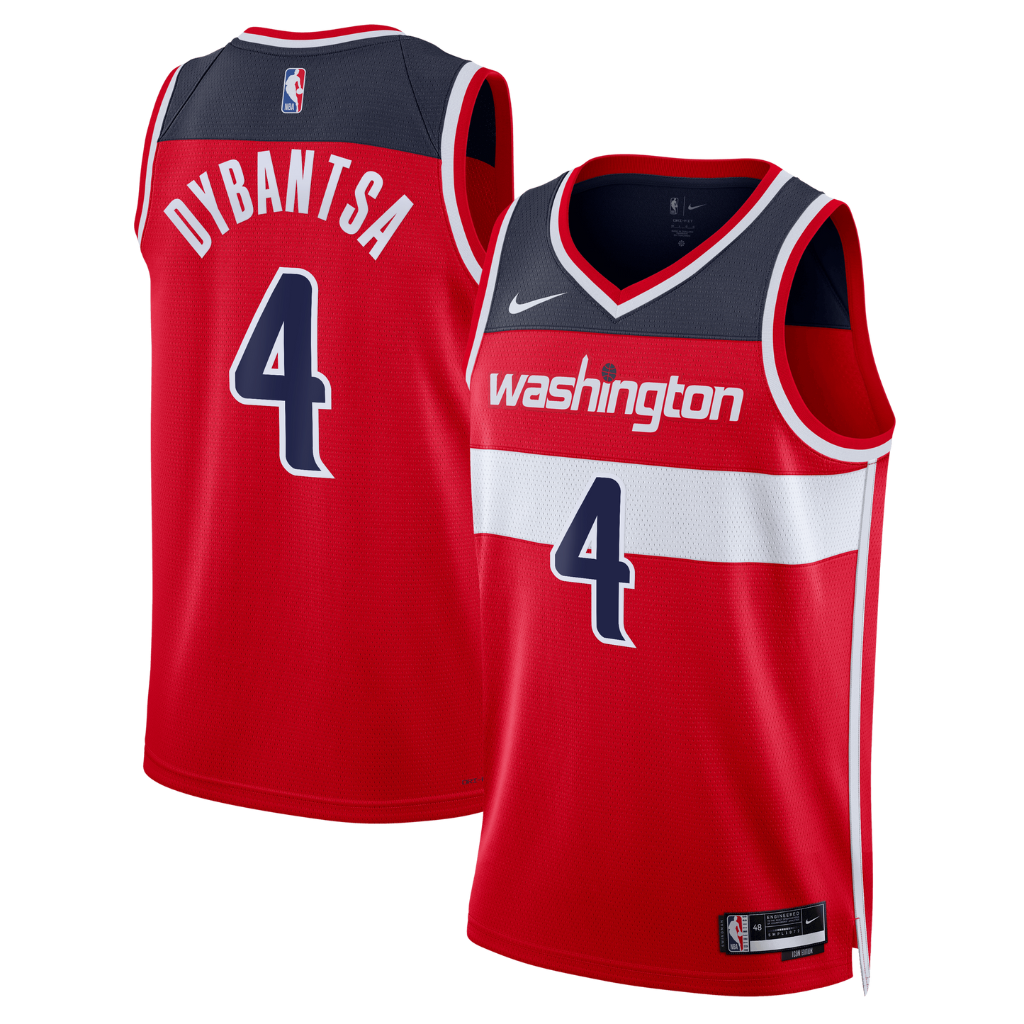 Washington Wizards Nike Icon Swingman Jersey - Red - AJ Dybantsa - Unisex