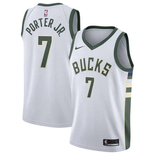 Milwaukee Bucks Nike Association Edition Swingman Jersey - White - Kevin Porter Jr. - Youth