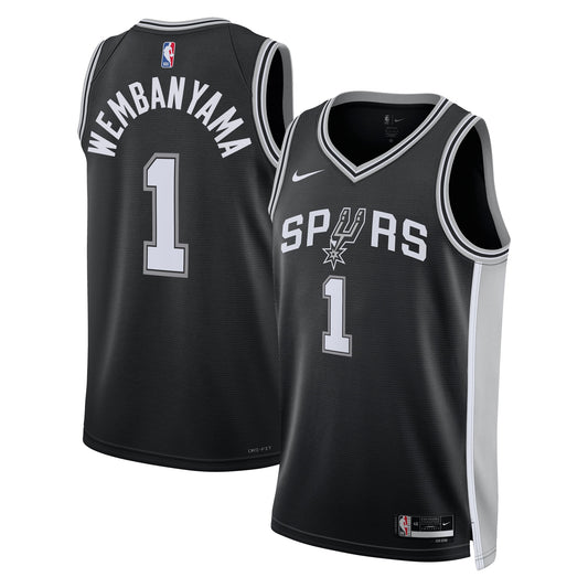 San Antonio Spurs Nike Icon Edition Swingman Jersey - Black - Victor Wembanyama - Unisex