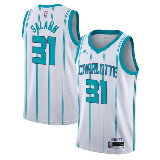 Charlotte Hornets Jordan Brand Association Edition Swingman Jersey - White - Tidjane Salaün - Youth