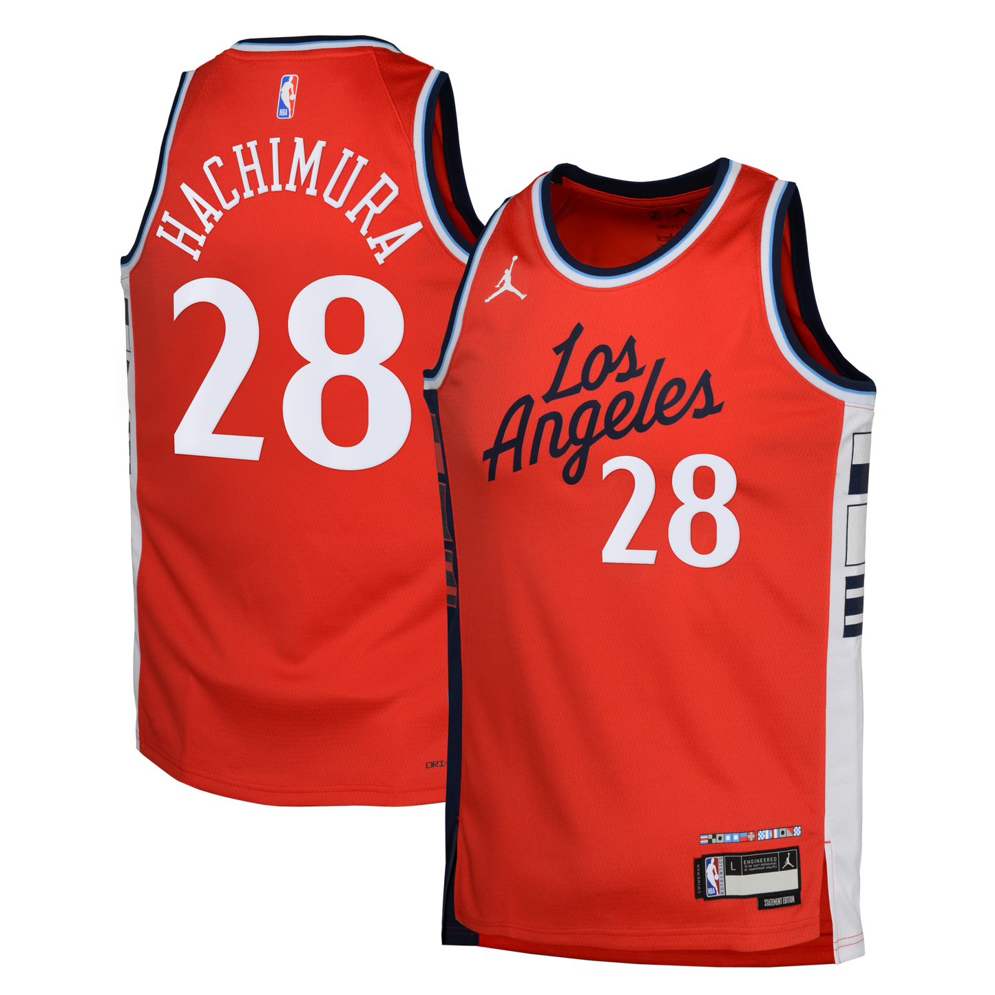 LA Clippers Jordan Brand Statement Edition Swingman Jersey - Red - Rui Hachimura - Youth