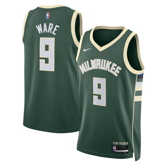 Milwaukee Bucks Nike Icon Edition Swingman Jersey - White - Kel'el Ware - Unisex