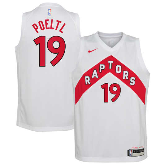 Toronto Raptors Nike Association Edition Swingman Jersey - White - Jakob Poeltl - Youth