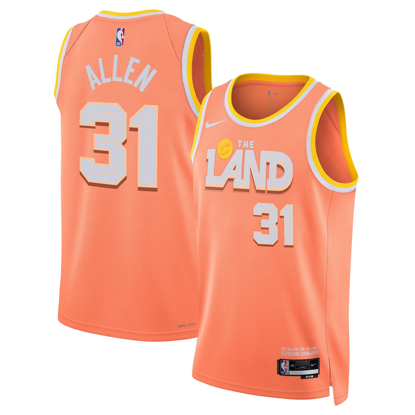 Cleveland Cavaliers Nike 2025/26 City Edition Swingman Jersey - Orange - Jarrett Allen - Unisex
