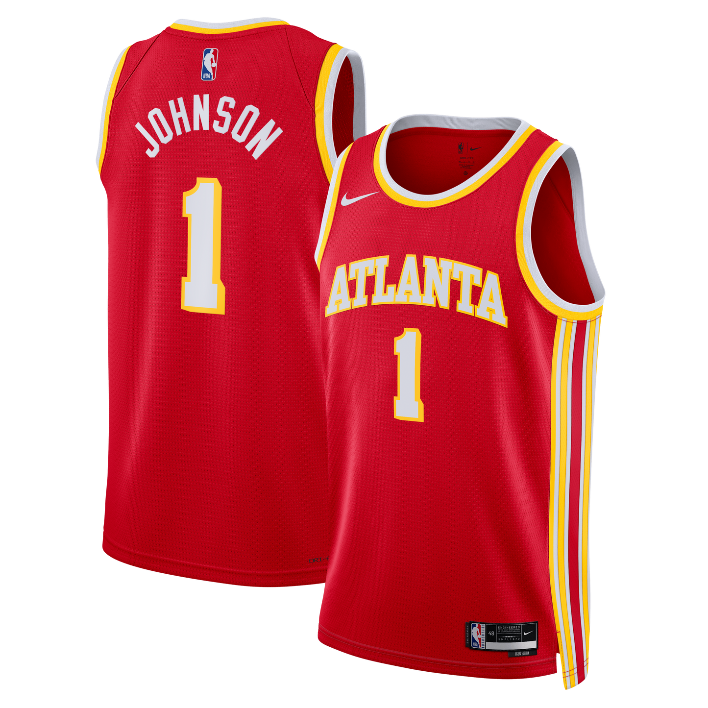 Atlanta Hawks Nike Icon Edition Swingman Jersey - Red - Jalen Johnson - Unisex