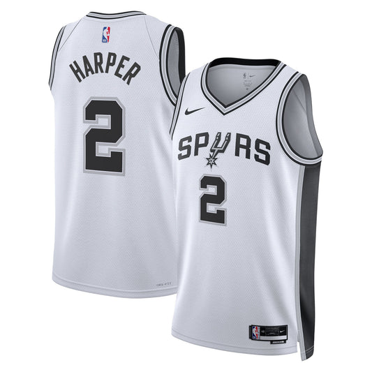 San Antonio Spurs Nike Association Swingman Jersey NBA 2025 First Round Draft Pick - White - Dylan Harper - Youth