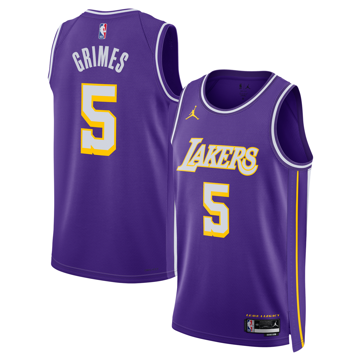 Los Angeles Lakers Jordan Brand Statement Edition Jersey - Purple - Quentin Grimes - Unisex